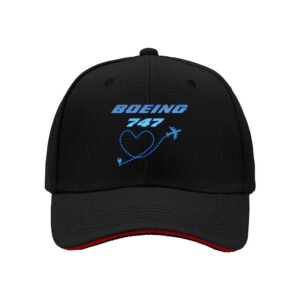 Boeing 747 Heart Plane Men's Baseball Cap Gift for Aviation Fans