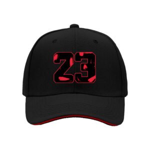 Black Baseball Cap with Red 23 Print Men's Women's Sports Hat Gift for Fans