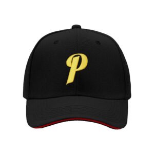 Black Baseball Cap with Gold P Logo Men's Women's Adjustable Hat Gift for Sports Fans