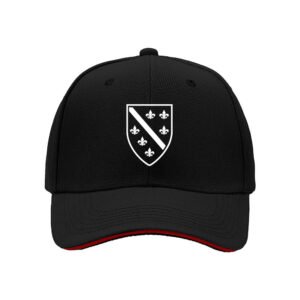 Black Baseball Cap with Fleur de Lis Shield Design for Men and Women
